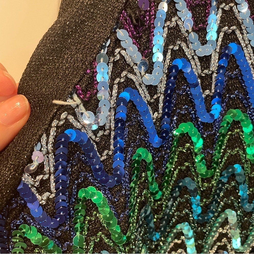 SUSAN GRAVER Women's 1X Sequin Top Glitter Formal Colorful 90s Vintage Plus size - Picture 11 of 13